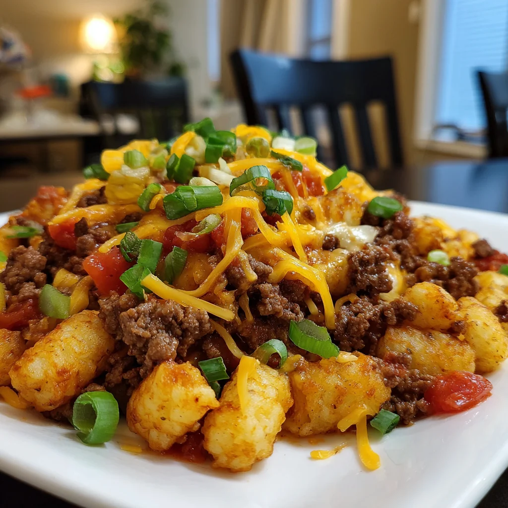 One-Pan Cheeseburger Tater Tot Pasta for Easy Dinner!