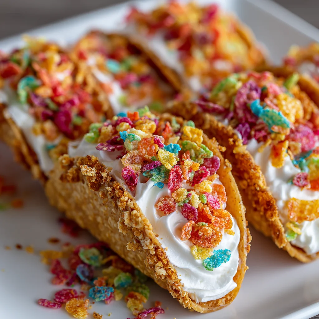 Fruity Pebbles Cheesecake Tacos: A Fun Dessert Delight!