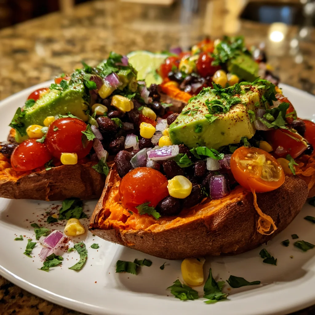 Stuffed Sweet Potato Avocado Black Beans for a Healthy Meal!