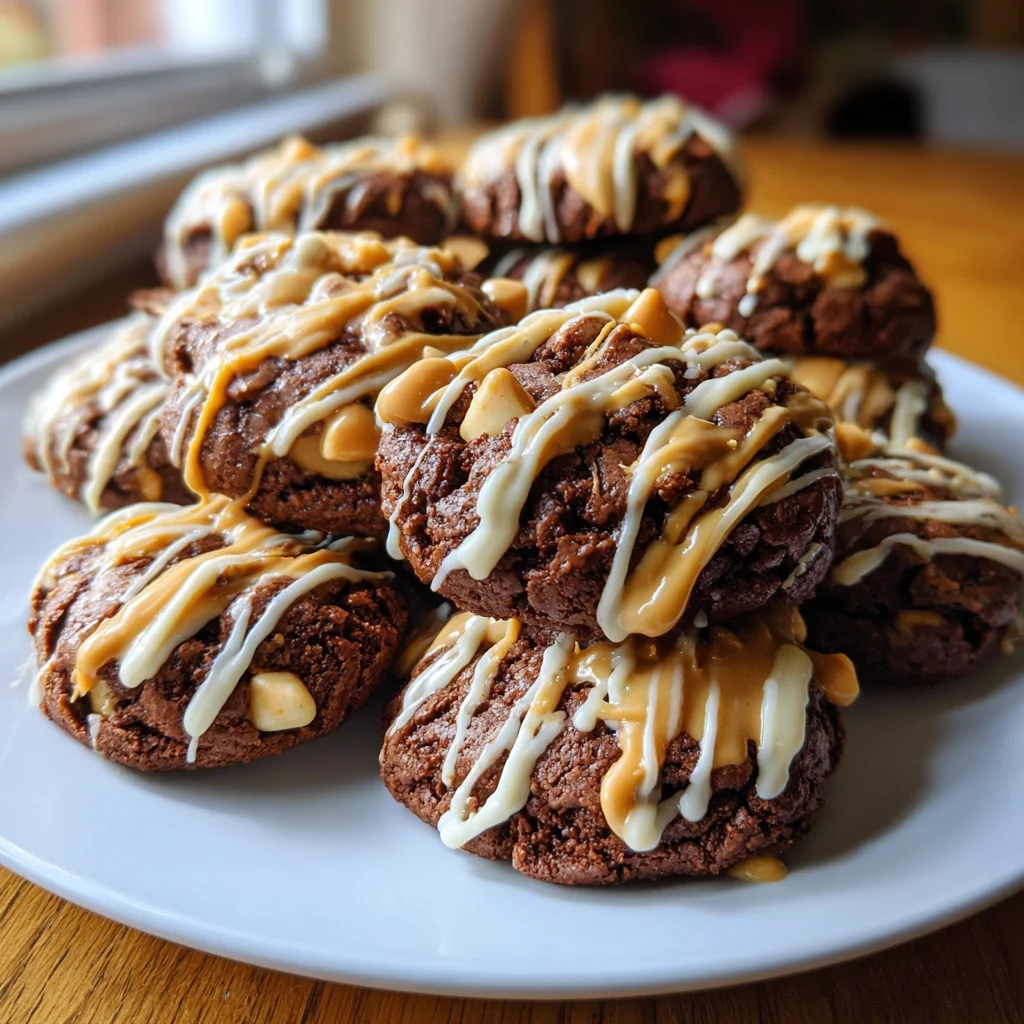 Peanut Butter Brownie Cookies Drizzled for Ultimate Delight!