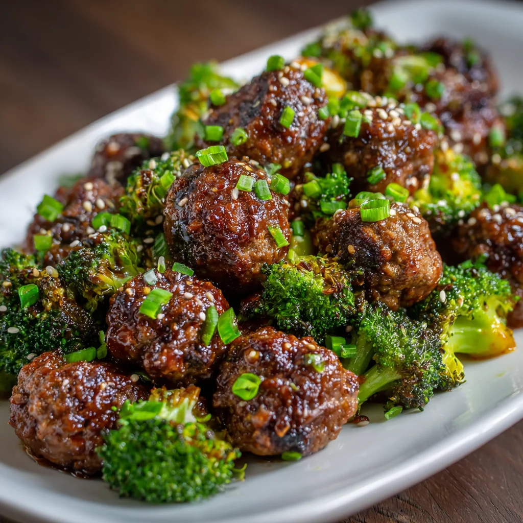 Sticky Mongolian Meatballs and Broccoli: A Tasty Delight!