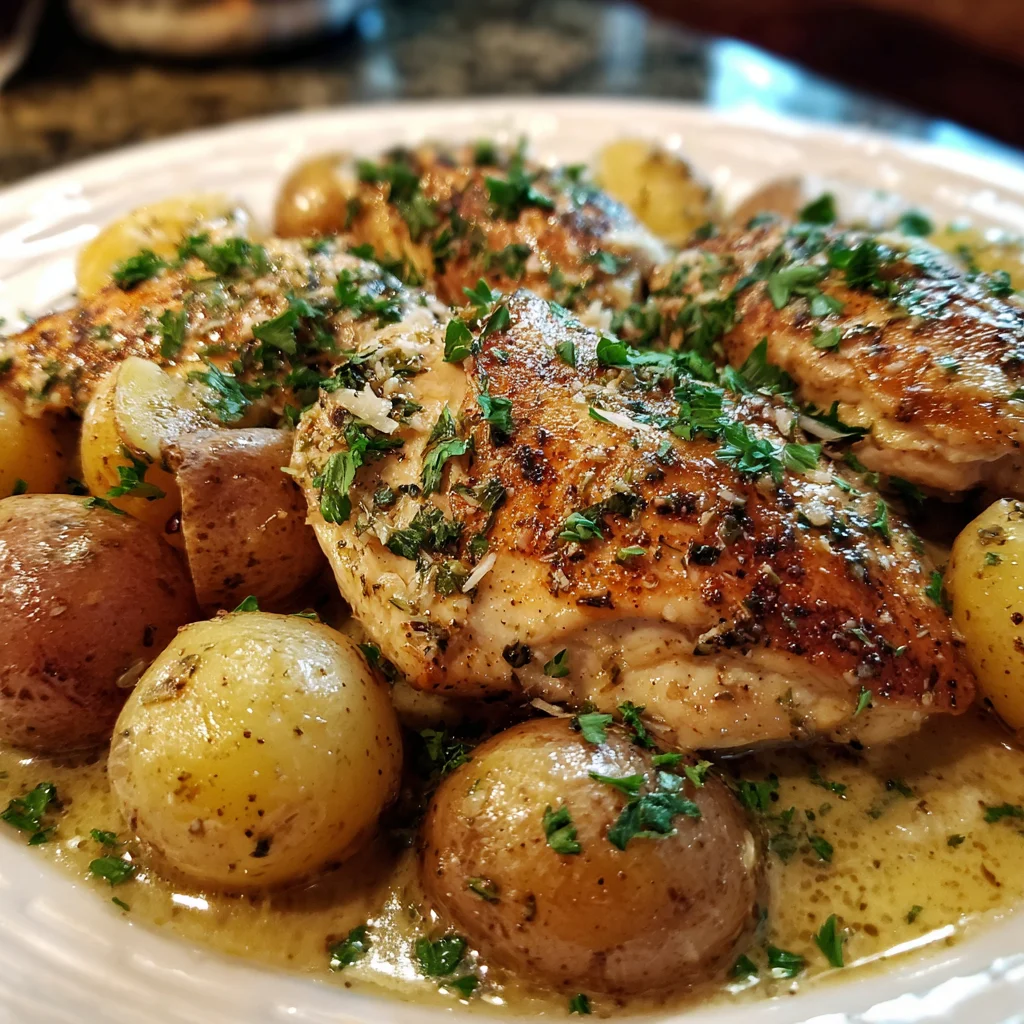 Garlic Parmesan Crockpot Chicken and Potatoes