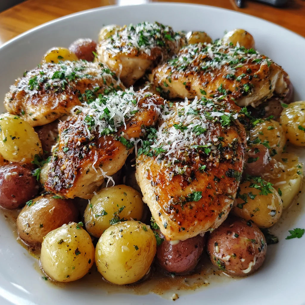 Garlic Parmesan Crockpot Chicken and Potatoes