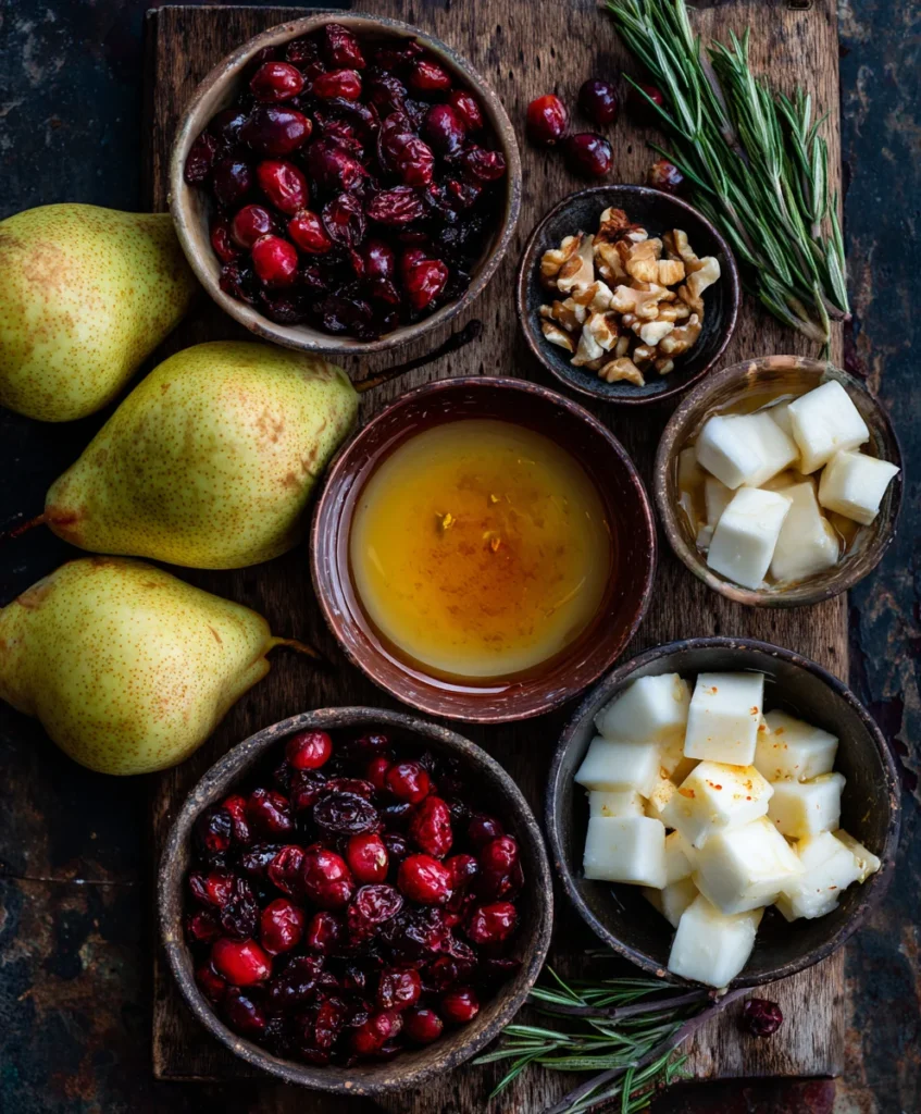 Baked Pears Feta Honey Cranberries