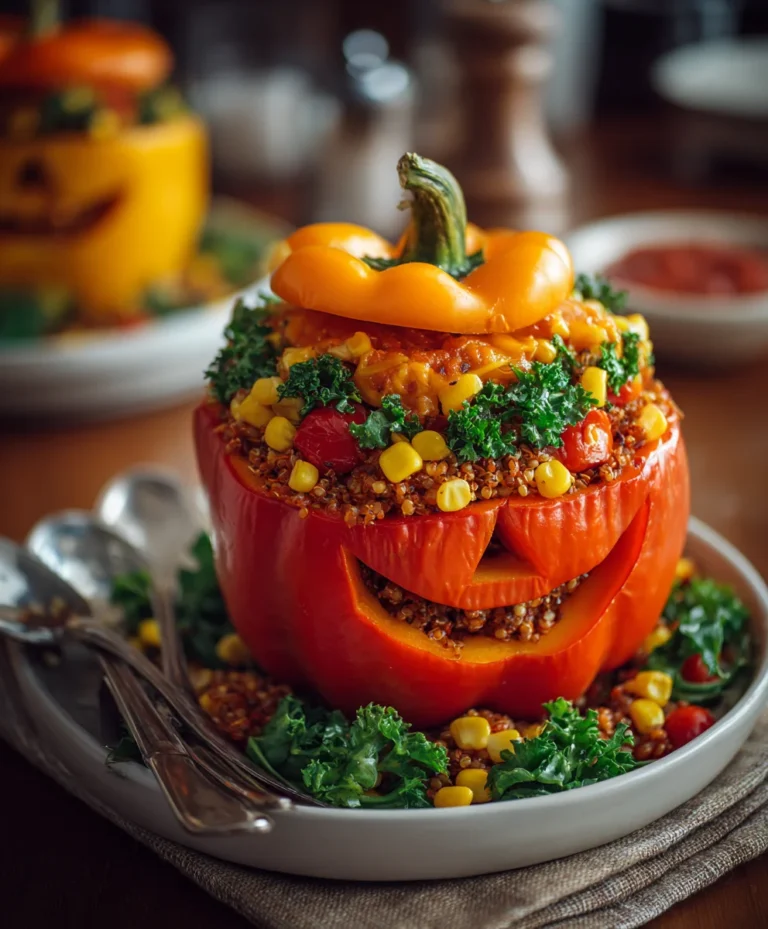 Vegan Jack-o'-Lantern Peppers