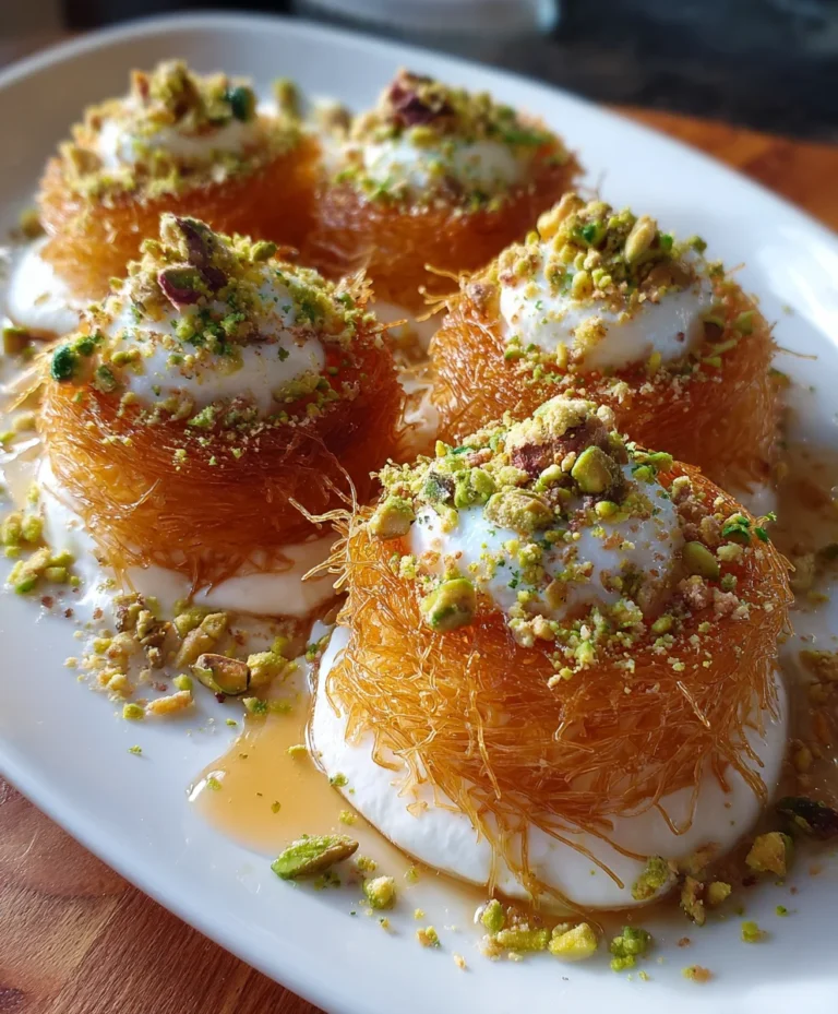 Mini Kunafa Nests with Cream and Pistachios
