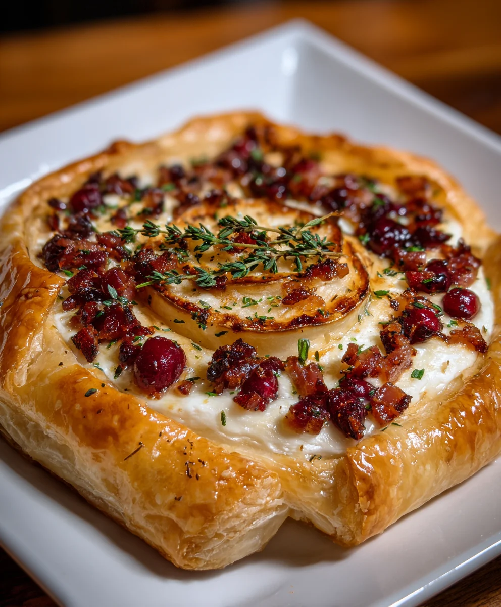 Cranberry Brie Tart with Pancetta & Thyme