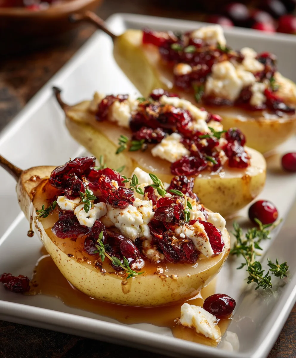 Baked Pears Feta Honey Cranberries