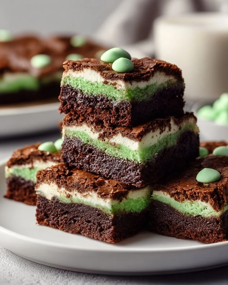 Delicious Mint Aero Brownies topped with mint chocolate
